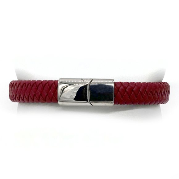 Men's red leather bracelet with magnetic clasp. - Picture 4 of 4